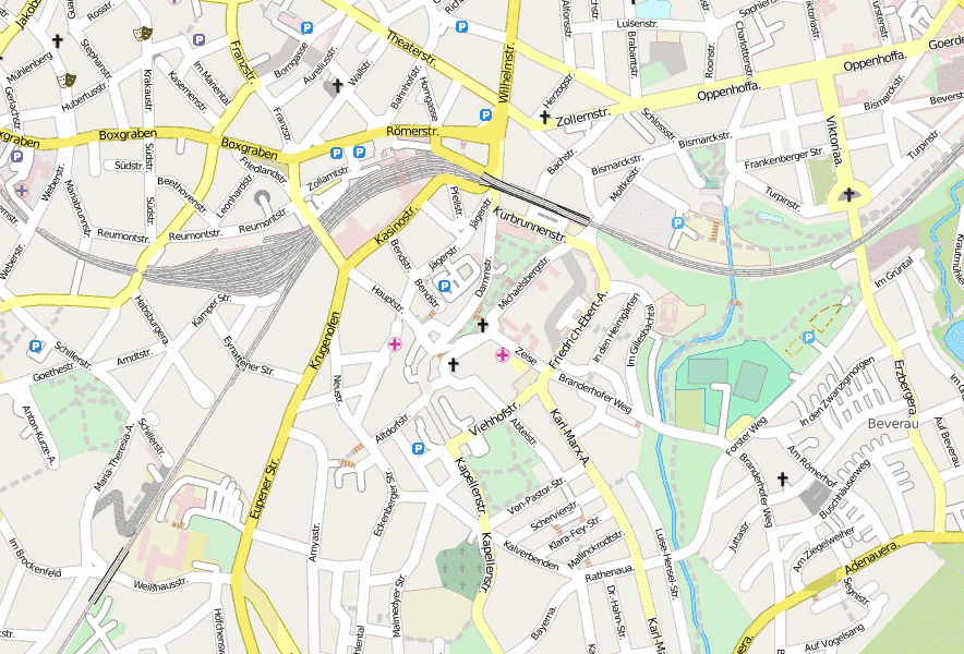 St. Michael Aachen-Burtscheid Stadtplan mit Satellitenbild und Hotels