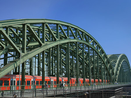 Hohenzollernbrücke mit Zug Fotos