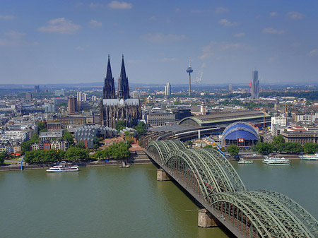 Hohenzollernbrücke und Kölner Dom aus der Ferne